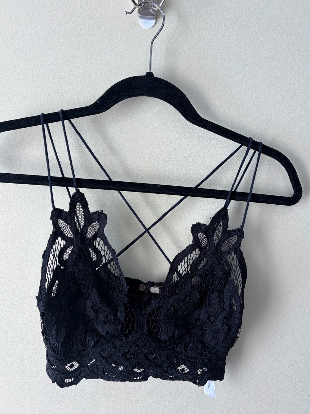 Free People One Lace Floral Bandeau Bralette - Black Medium